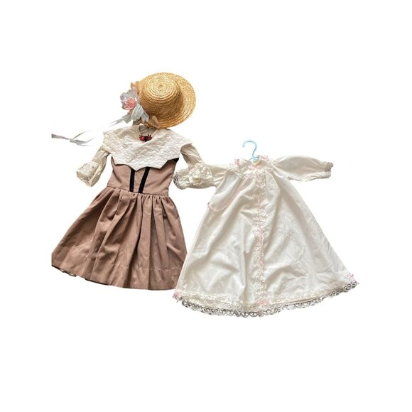 Vintage 1950s? Doll Nightgown + Dress Set of 2